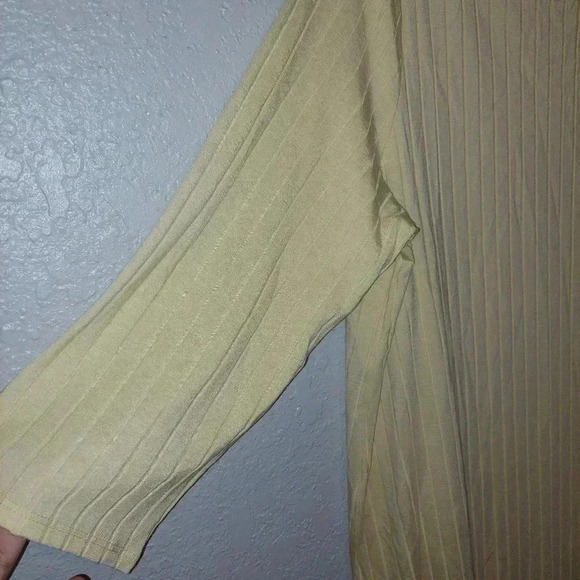 Eileen Fisher Dress Women’s Yellow XL Ribbed Mock Neck Tencel Stretch Casual - Picture 4 of 7